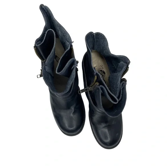 Free Bird by Steven Black Leather Bama Ankle Bootie Heels Boots Buckle Zippers 8 - Picture 8 of 12